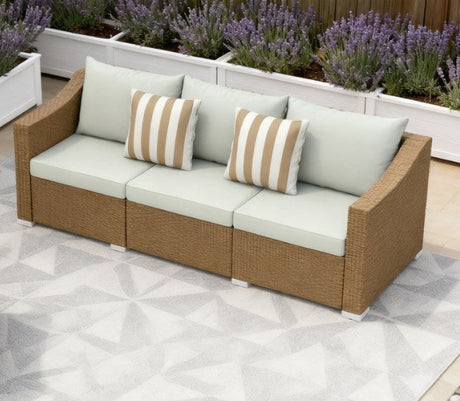 Rattan Wicker Seater Patio Couch with Cushions and Throw Pillows HouseOfZazla