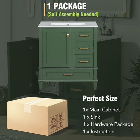 Bathroom Vanity, Modern Bathroom Cabinet With Sink Combo Set, Bathroom Storage Cabinet With A Soft Closing Door And 3 Drawers, Solid Wood Frame HouseOfZazla