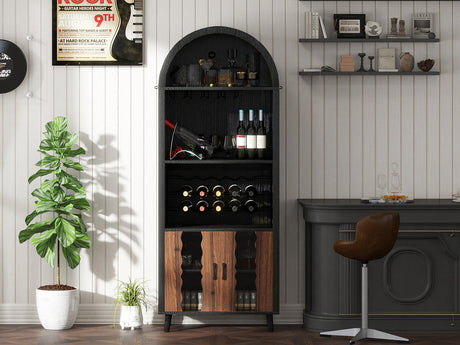 71' Farmhouse Arched Wine Bar Cabinet HouseOfZazla