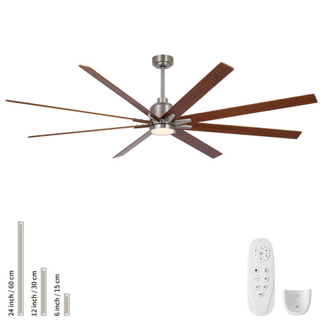 Oversized Large Ceiling Fan With Dimmable LED Light, 8 Blades, Remote Control HouseOfZazla