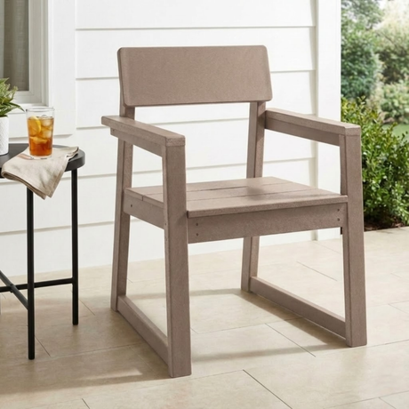 Antique Wood Color HDPE Outdoor & Garden Armchairs with Backrest HouseOfZazla