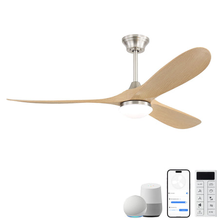 Smart Ceiling Fan With Lights, 3 Blades, Reversible Quiet DC Motor For Indoor HouseOfZazla