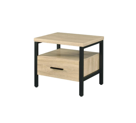 Oak Finish Nightstand with 1 Drawer and 1 Shelf HouseOfZazla