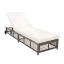 Outdoor Lounge Chair With 5 Position Backrest With Cushion And Wheels HouseOfZazla