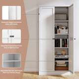 Metal Kitchen Pantry Cabinet With Adjustable Storage And 4 Heavy Duty Shelves - White