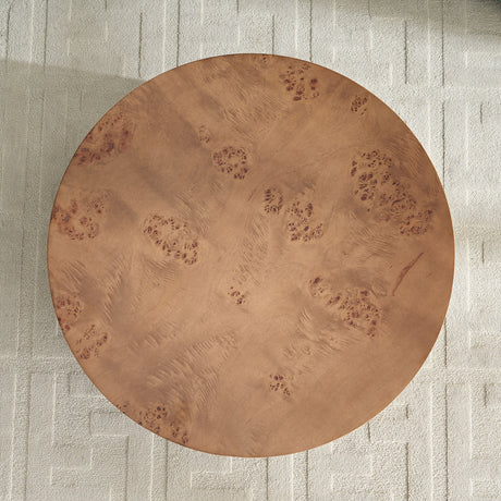 31.49" Burl Wood Veneer Round Coffee Table HouseOfZazla