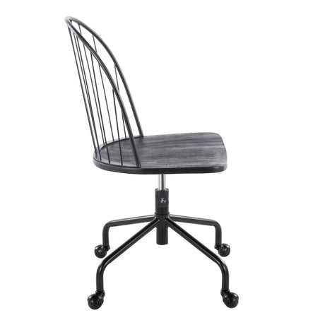 Riley - Farmhouse Adjustable High Back Office Chair - Black HouseOfZazla