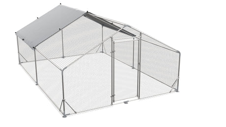 Large Metal Chicken Coop, Walk In Poultry Cage Hen Run House Rabbits Habitat Cage Spire Shaped Coop With Waterproof And Anti Ultraviolet Cover HouseOfZazla