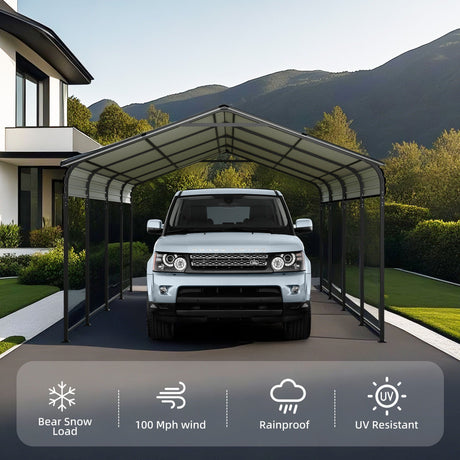 Heavy Duty Carport With Galvanized Roof And Enhanced Base - Anthracite HouseOfZazla