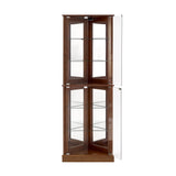 Corner Curio Dispaly Cabinet With Lights, Adjustable Tempered Glass Shelves, Mirrored Back (E26 Light Bulb Not Included)
