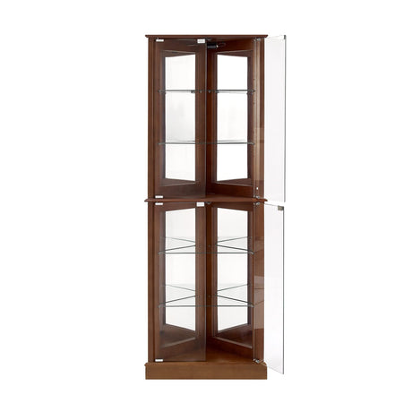 Corner Curio Dispaly Cabinet With Lights, Adjustable Tempered Glass Shelves, Mirrored Back (E26 Light Bulb Not Included) HouseOfZazla