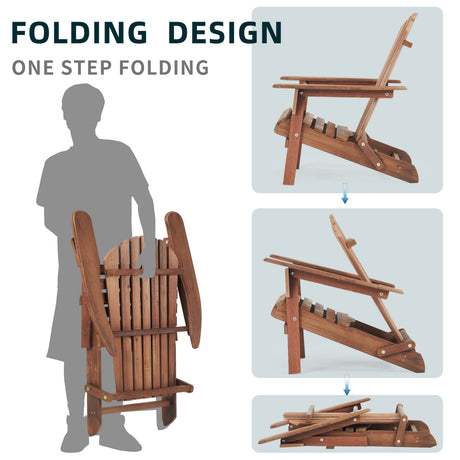 SoliWood Wooden Outdoor Folding Adirondack Chair Set of 2 HouseOfZazla