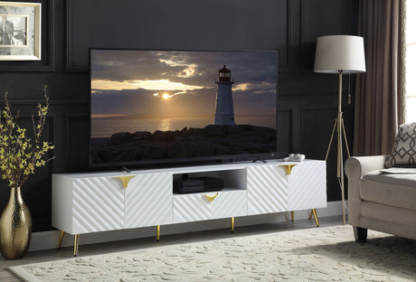 Gaines - High Gloss TV Stand - White HouseOfZazla