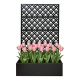 Rhombus Black Metal Planter Raised Garden Bed with Trellis