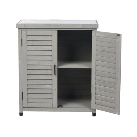 Potting Bench With Storage Cabinet And Metal Table Top For Outdoor HouseOfZazla