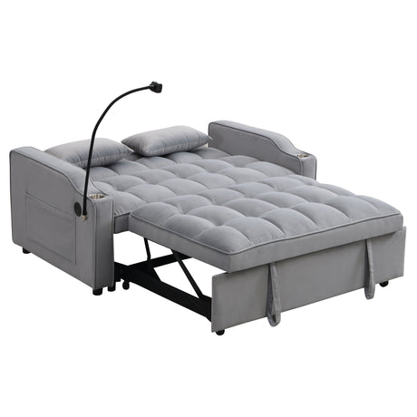 Modern Loveseat Futon Sofa With Pullout Bed, Adjustable Reclining Backrest, Toss Pillows HouseOfZazla