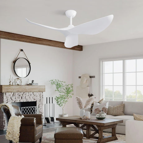 Ceiling Fan Without Light, DC Motor Remote Control Fan For Indoor / Outdoor Use - White HouseOfZazla