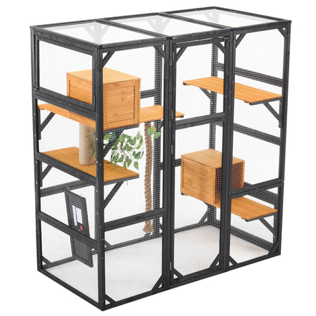 Outdoor Cat House, Diy Cat Enclosure Catio With Double Enter Doors HouseOfZazla