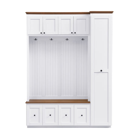 Entryway Hall Tree With Storage Bench, Coat Rack Shoe Bench With Cabinets HouseOfZazla