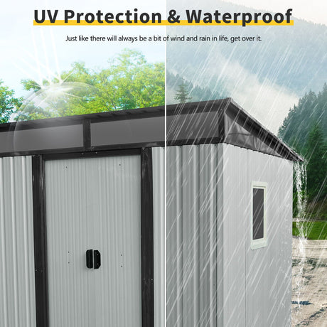 Outdoor Metal Storage Shed With Window And Transparent Plate For Garden, Lawn HouseOfZazla