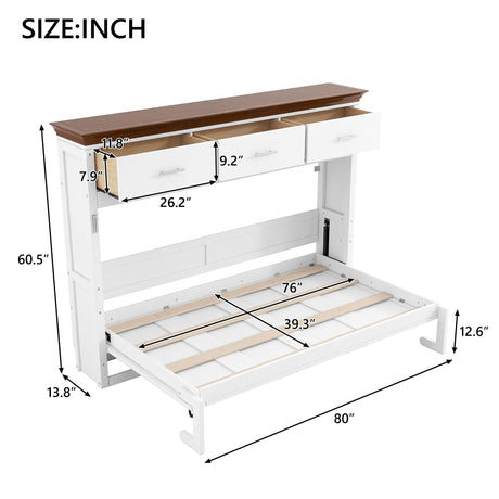 Twin Size Murphy Bed With 3 Drawers - White HouseOfZazla