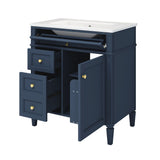 Bathroom Vanity With Medicine Cabinet, Royal Mirror Cabinet, Modern Bathroom Storage Cabinet With 2 Soft Closing Doors And 4 Drawers