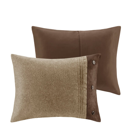 7 Piece Faux Suede Comforter Set Brown King HouseOfZazla
