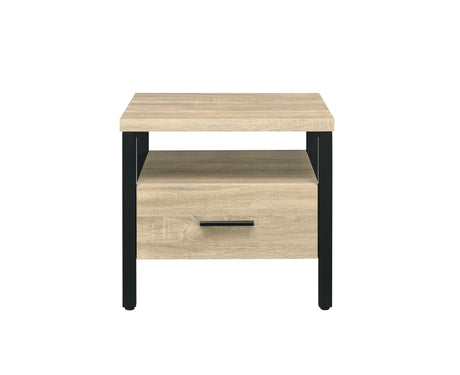Oak Finish Nightstand with 1 Drawer and 1 Shelf HouseOfZazla