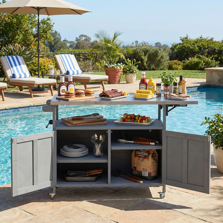 Foldable Outdoor Kitchen Island Patio Mobile Kitchen Cart HouseOfZazla
