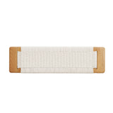 Design Natural Oak Wood Dining Bench with Handwoven Cane Seat in White
