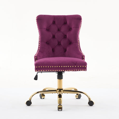 Office Chair Modern Velvet Upholstered Tufted Button (Purple) HouseOfZazla