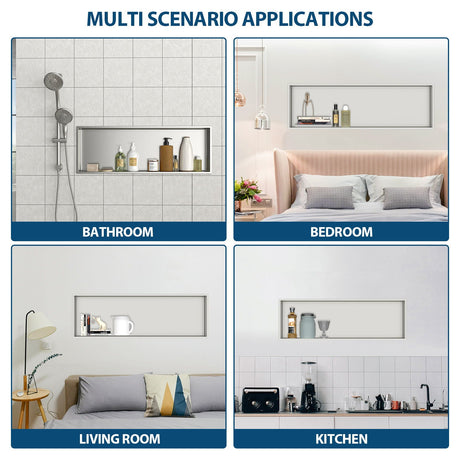 Stainless Steel Shower Niche With Seamless Design For Bathroom Storage HouseOfZazla