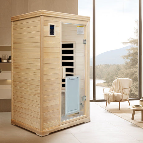 2 Person Far Infrared Hemlock Indoor Sauna Room - Natural HouseOfZazla