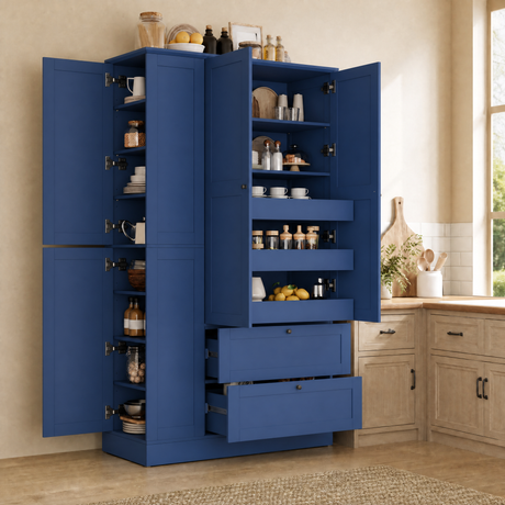 TOPMAX 73.6" Tall Farmhouse Kitchen Pantry Cabinet with 8 Shelves HouseOfZazla