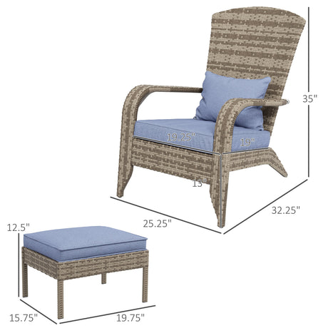 Wicker Adirondack Chair with Ottoman HouseOfZazla
