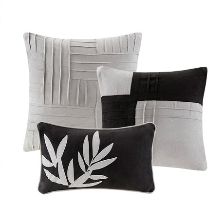 7 Piece Faux Suede Comforter Set Grey Queen HouseOfZazla