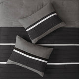 7 Piece Faux Suede Comforter Set Black California King