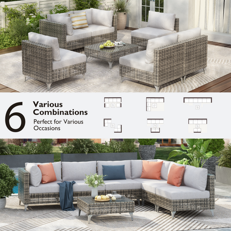 K&K 7-Piece Wicker Patio Furniture Set HouseOfZazla