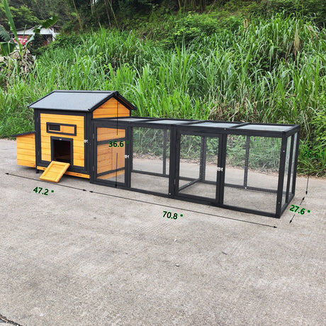 114" Wooden Chicken Coop with Outdoor Run HouseOfZazla