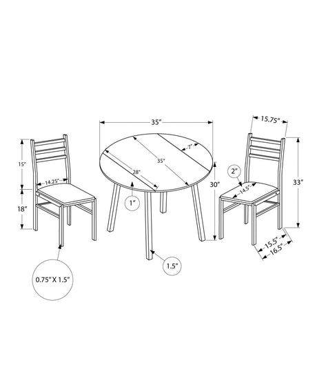 3 Pieces Dining Table Set, Small, Drop Leaf, Contemporary & Modern HouseOfZazla