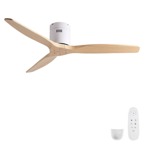 Low Profile Flush Ceiling Fan Without Light - Matte White / White HouseOfZazla