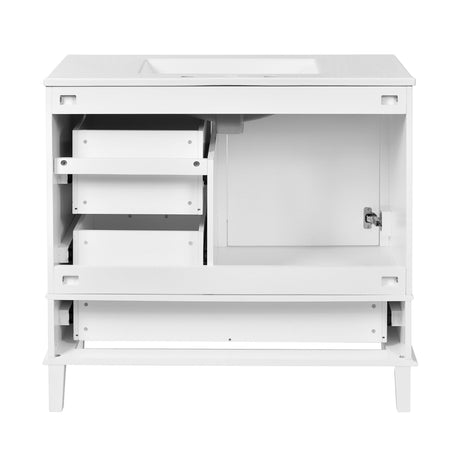 Bathroom Vanity, Modern Bathroom Cabinet With Sink Combo Set, Bathroom Storage Cabinet With A Soft Closing Door And 3 Drawers, Solid Wood Frame HouseOfZazla
