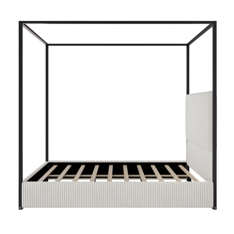 Canopy Bed With Tall Upholstered Headboard And 4 Poster HouseOfZazla
