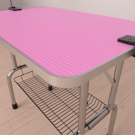 Folding Dog Pet Grooming Table Stainless Steel Frame Rubber Mat On Board With Adjustable Arm And Clamps Pet Dog Cat Grooming Table HouseOfZazla