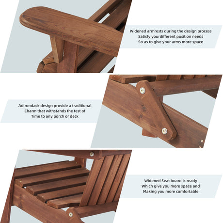 SoliWood Wooden Outdoor Folding Adirondack Chair Set of 2 HouseOfZazla