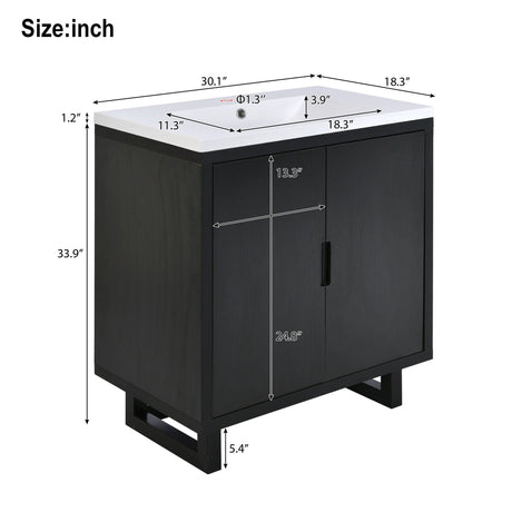 Bathroom Vanity Set With Sink, Combo Cabinet, Bathroom Storage Cabinet, Solid Wood Frame HouseOfZazla