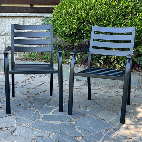 VRSHWO Iron Terrace Dining Chairs Set of 2 - Black HouseOfZazla