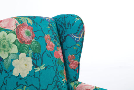 Modern Accent Chair with Retro Wood Legs - Floral HouseOfZazla