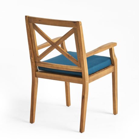 Perla Dining Chair 2pcs with Blue Cushions HouseOfZazla