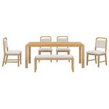 Extendable Dining Table Set With 4 Upholstered Chairs And 1 Bench